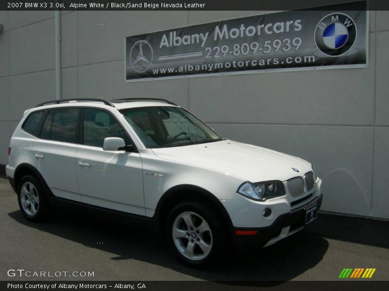 Alpine White / Black/Sand Beige Nevada Leather 2007 BMW X3 3.0si