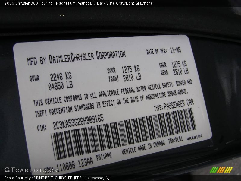 Magnesium Pearlcoat / Dark Slate Gray/Light Graystone 2006 Chrysler 300 Touring