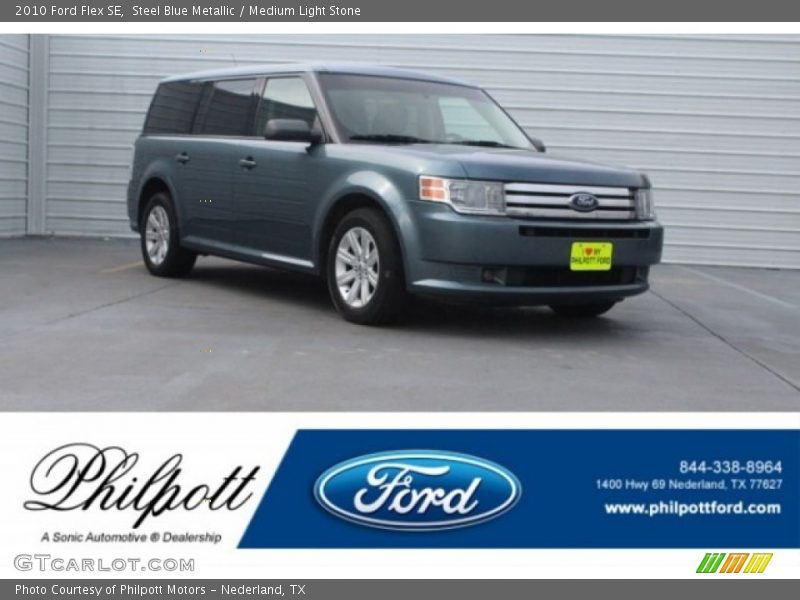 Steel Blue Metallic / Medium Light Stone 2010 Ford Flex SE
