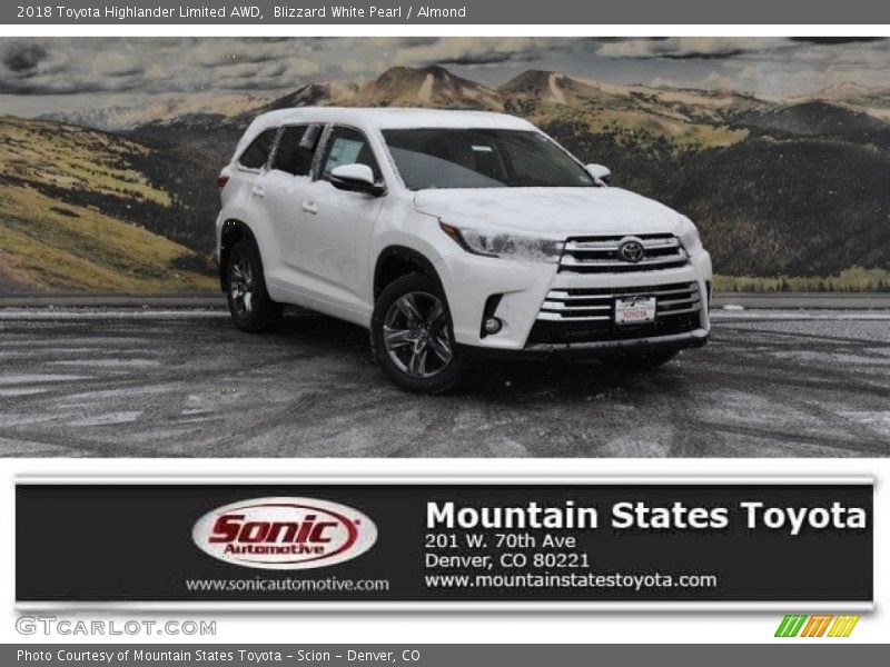 Blizzard White Pearl / Almond 2018 Toyota Highlander Limited AWD
