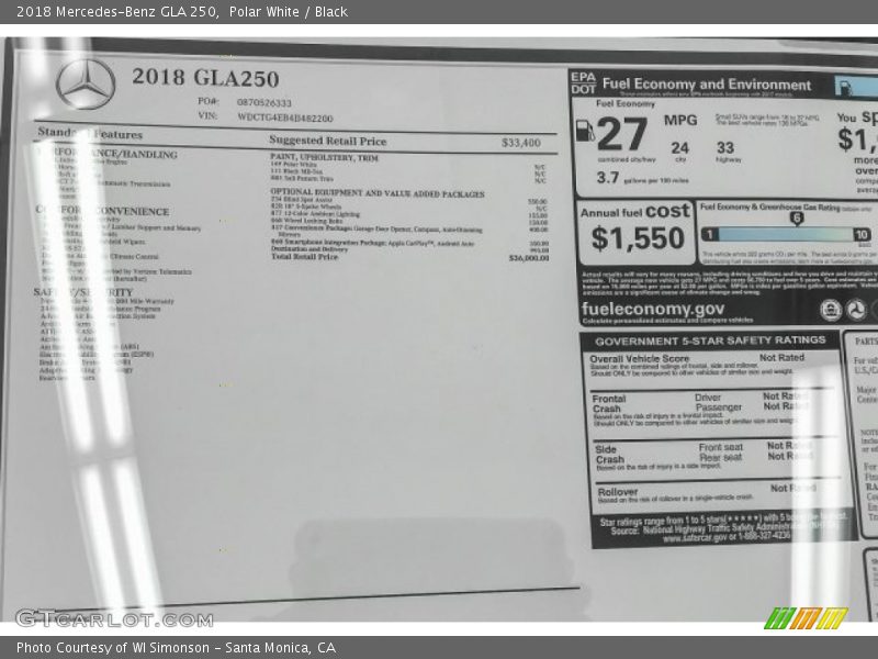 Polar White / Black 2018 Mercedes-Benz GLA 250