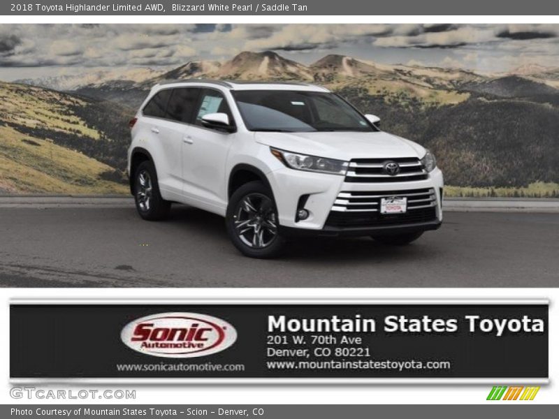 Blizzard White Pearl / Saddle Tan 2018 Toyota Highlander Limited AWD