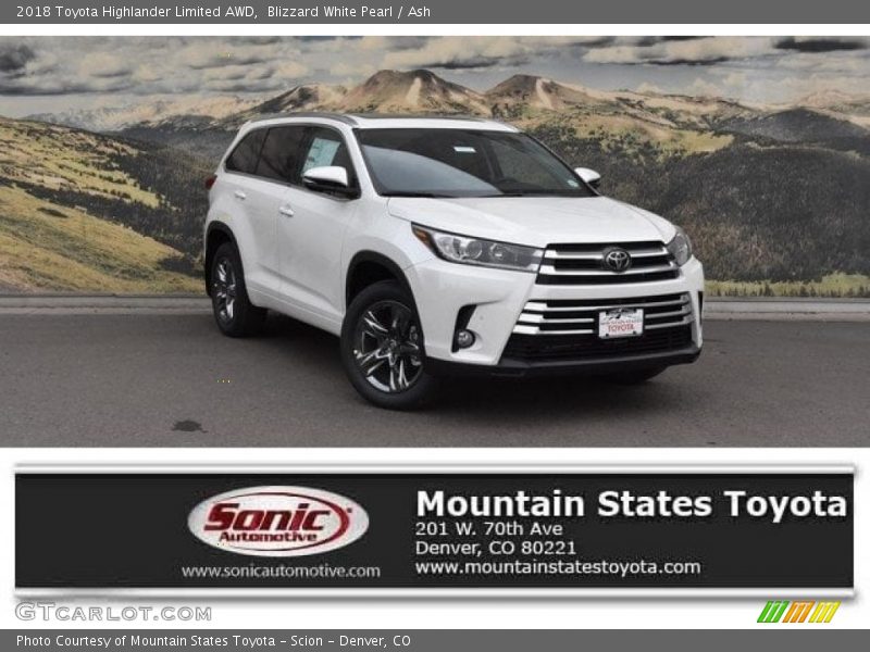 Blizzard White Pearl / Ash 2018 Toyota Highlander Limited AWD