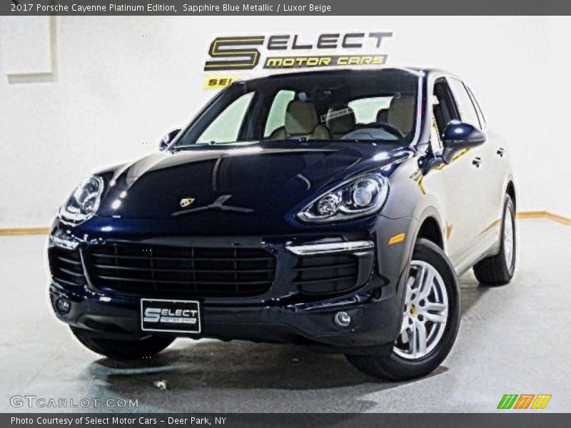 Sapphire Blue Metallic / Luxor Beige 2017 Porsche Cayenne Platinum Edition
