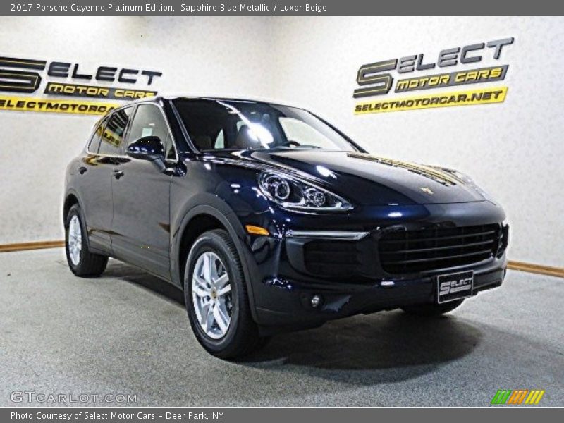 Sapphire Blue Metallic / Luxor Beige 2017 Porsche Cayenne Platinum Edition