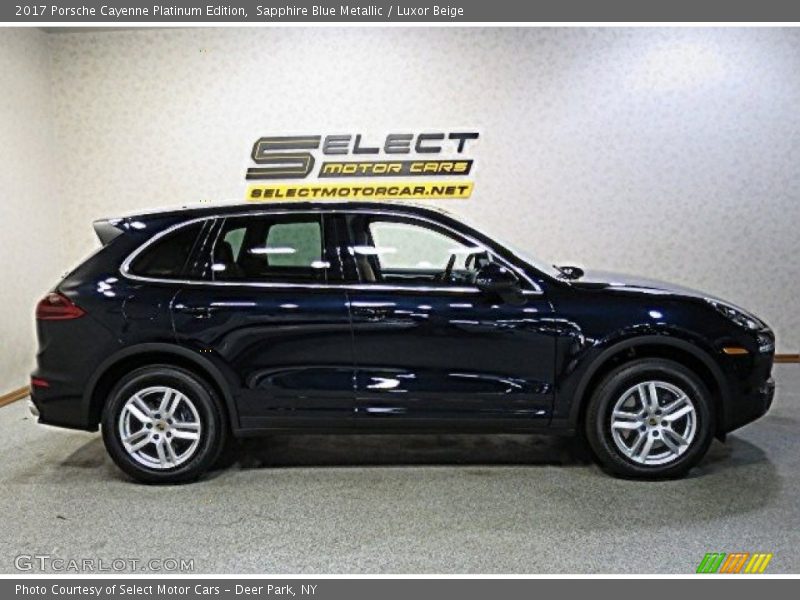 Sapphire Blue Metallic / Luxor Beige 2017 Porsche Cayenne Platinum Edition