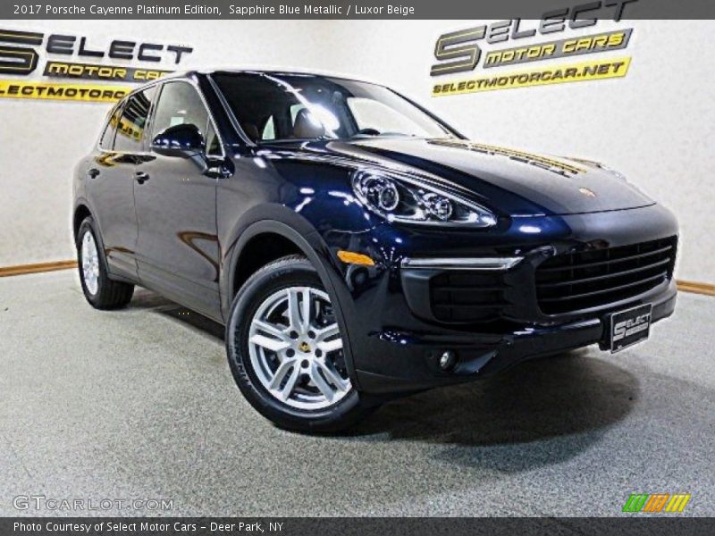 Sapphire Blue Metallic / Luxor Beige 2017 Porsche Cayenne Platinum Edition