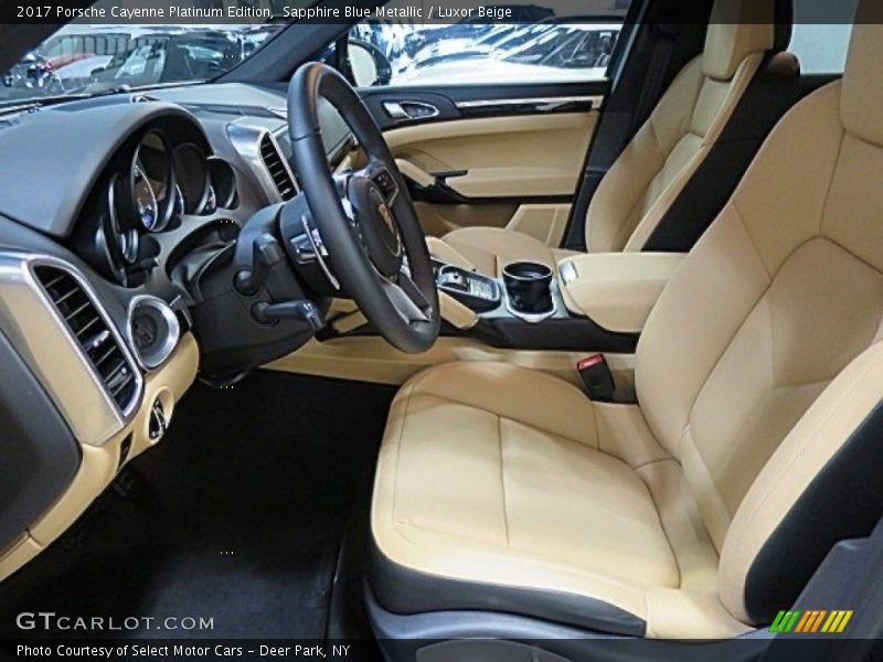 Sapphire Blue Metallic / Luxor Beige 2017 Porsche Cayenne Platinum Edition