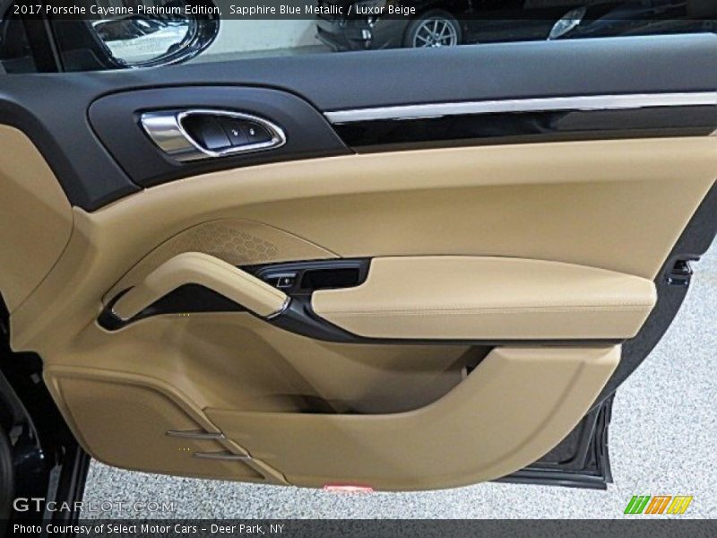Sapphire Blue Metallic / Luxor Beige 2017 Porsche Cayenne Platinum Edition