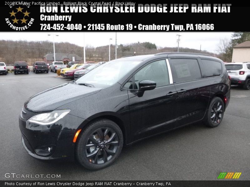 Brilliant Black Crystal Pearl / Black/Alloy 2018 Chrysler Pacifica Limited