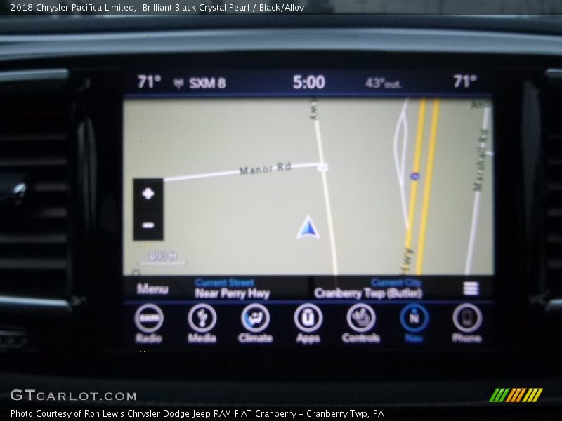 Brilliant Black Crystal Pearl / Black/Alloy 2018 Chrysler Pacifica Limited