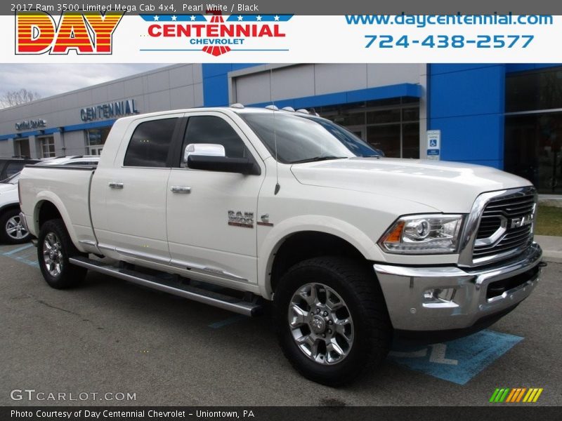 Pearl White / Black 2017 Ram 3500 Limited Mega Cab 4x4