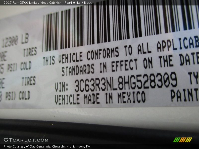 Pearl White / Black 2017 Ram 3500 Limited Mega Cab 4x4