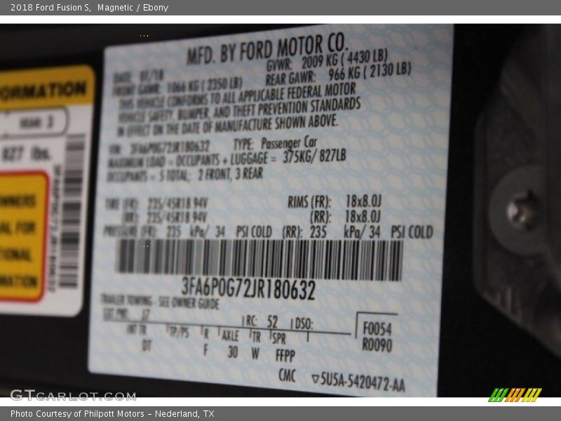 Magnetic / Ebony 2018 Ford Fusion S