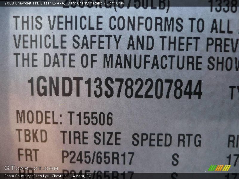 Dark Cherry Metallic / Light Gray 2008 Chevrolet TrailBlazer LS 4x4