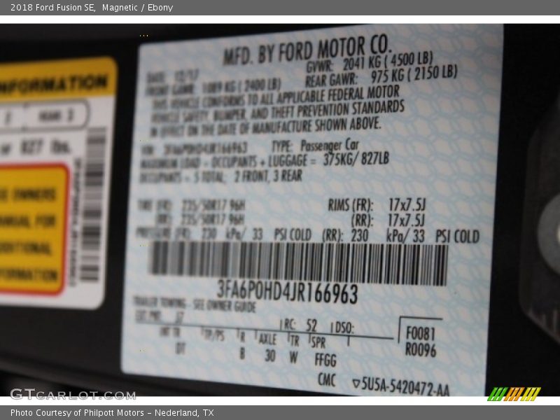 Magnetic / Ebony 2018 Ford Fusion SE