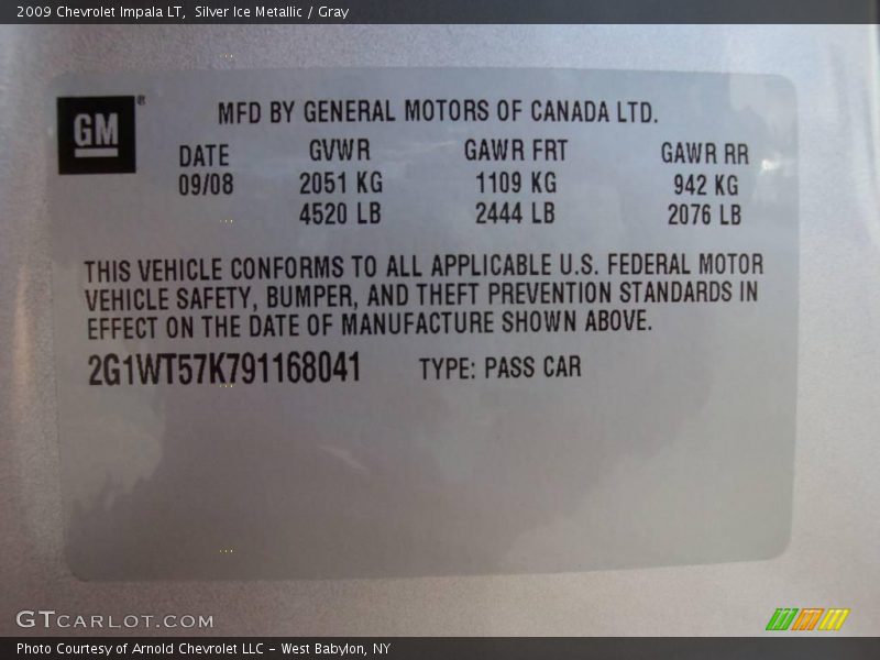 Silver Ice Metallic / Gray 2009 Chevrolet Impala LT