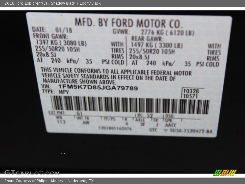 Shadow Black / Ebony Black 2018 Ford Explorer XLT