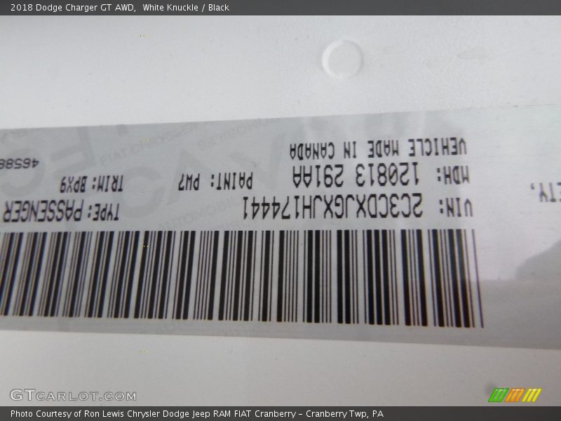 White Knuckle / Black 2018 Dodge Charger GT AWD