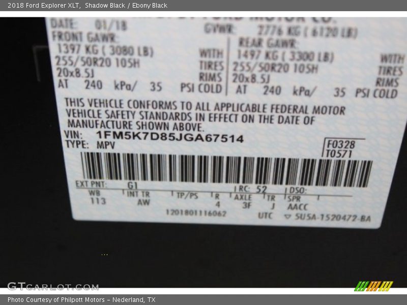 Shadow Black / Ebony Black 2018 Ford Explorer XLT