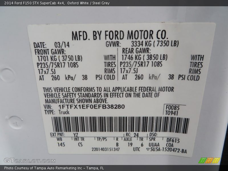Oxford White / Steel Grey 2014 Ford F150 STX SuperCab 4x4