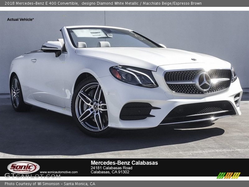 designo Diamond White Metallic / Macchiato Beige/Espresso Brown 2018 Mercedes-Benz E 400 Convertible