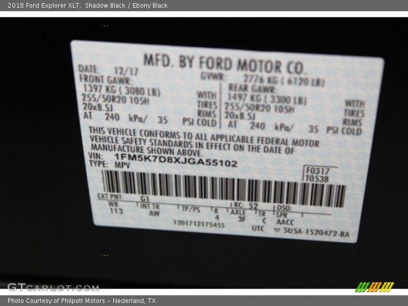 Shadow Black / Ebony Black 2018 Ford Explorer XLT
