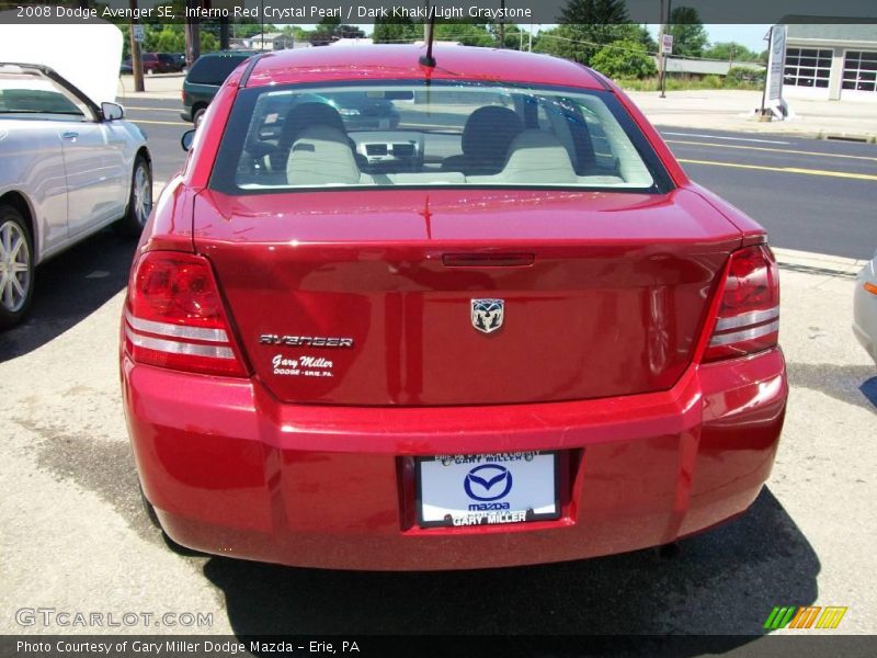 Inferno Red Crystal Pearl / Dark Khaki/Light Graystone 2008 Dodge Avenger SE