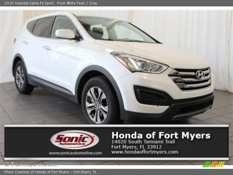 Frost White Pearl / Gray 2016 Hyundai Santa Fe Sport