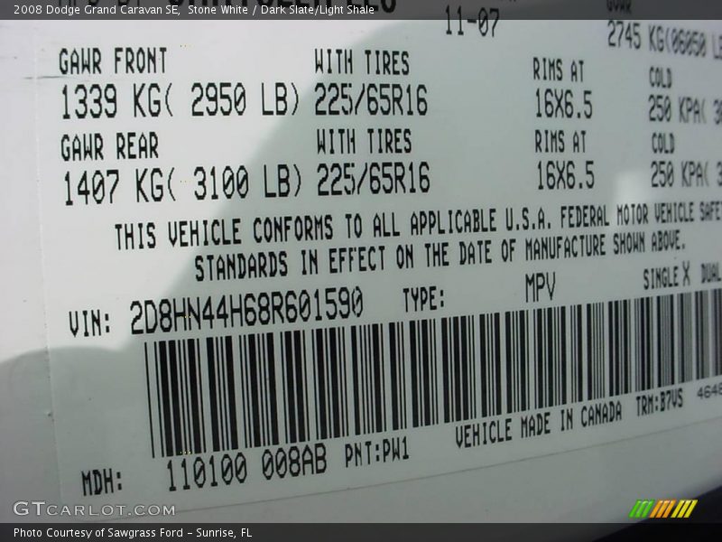 Stone White / Dark Slate/Light Shale 2008 Dodge Grand Caravan SE