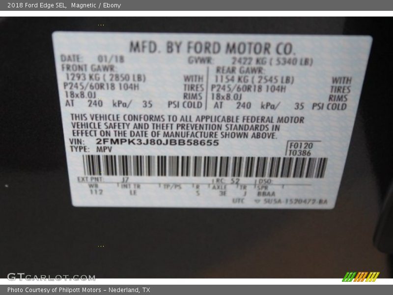 Magnetic / Ebony 2018 Ford Edge SEL