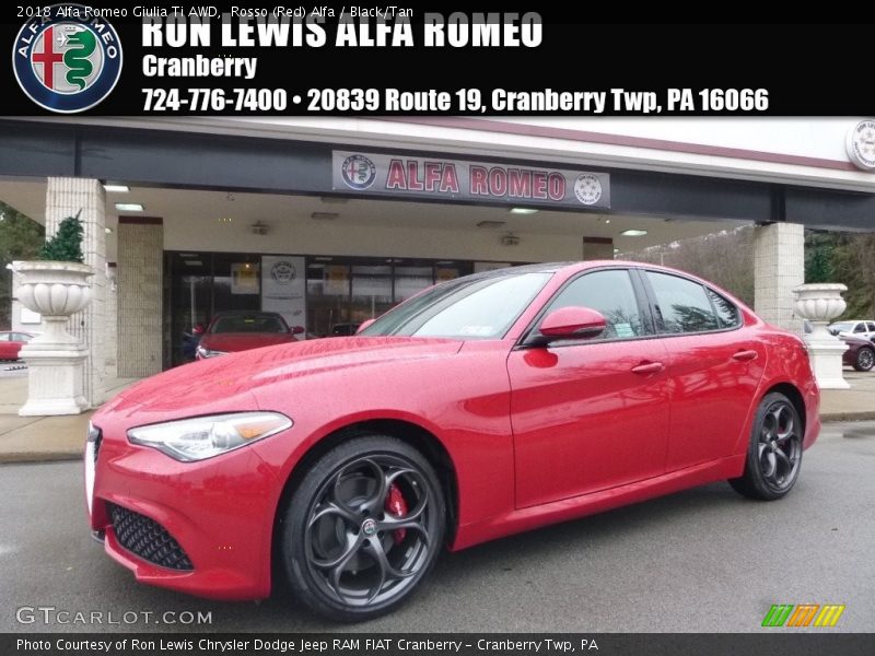 Rosso (Red) Alfa / Black/Tan 2018 Alfa Romeo Giulia Ti AWD