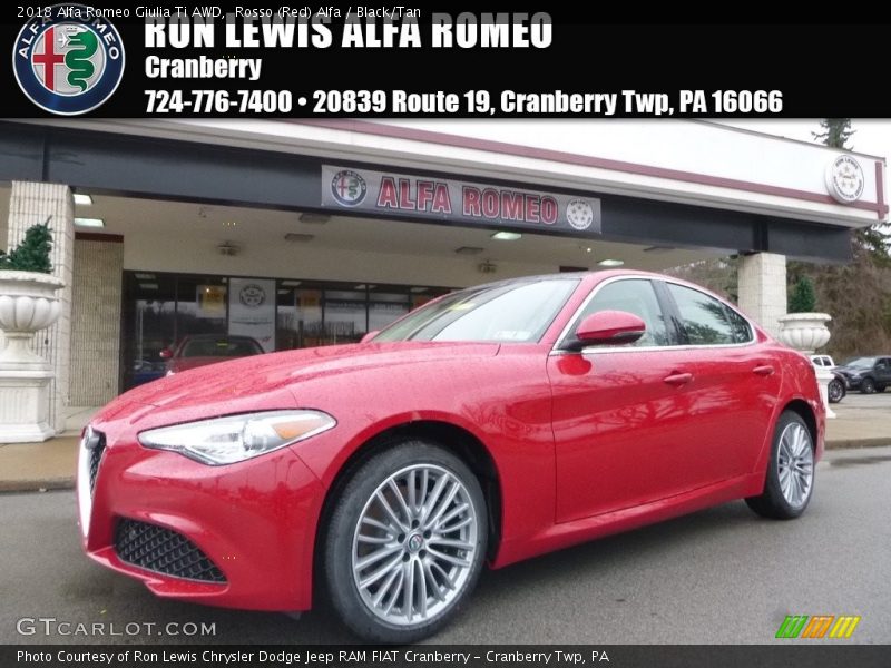 Rosso (Red) Alfa / Black/Tan 2018 Alfa Romeo Giulia Ti AWD
