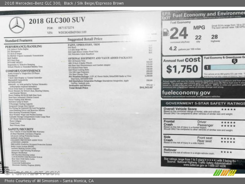 Black / Silk Beige/Espresso Brown 2018 Mercedes-Benz GLC 300