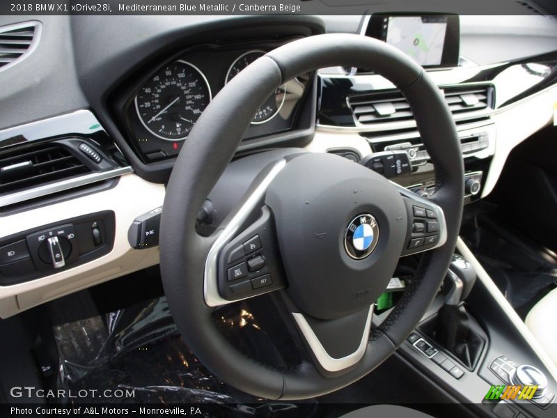 Mediterranean Blue Metallic / Canberra Beige 2018 BMW X1 xDrive28i