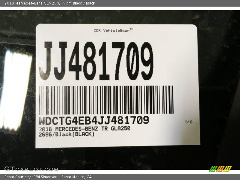 Night Black / Black 2018 Mercedes-Benz GLA 250