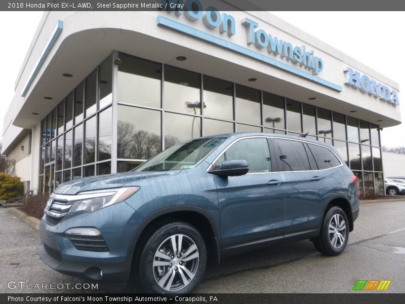 Steel Sapphire Metallic / Gray 2018 Honda Pilot EX-L AWD