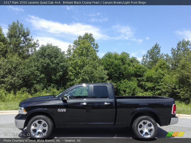 Brilliant Black Crystal Pearl / Canyon Brown/Light Frost Beige 2017 Ram 1500 Laramie Quad Cab 4x4