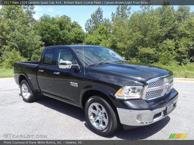 Brilliant Black Crystal Pearl / Canyon Brown/Light Frost Beige 2017 Ram 1500 Laramie Quad Cab 4x4