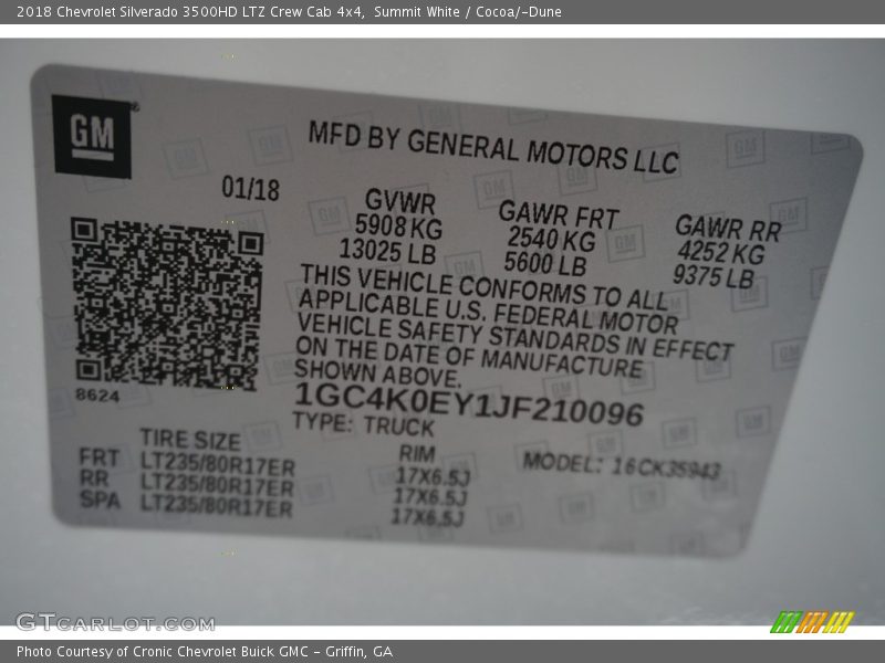 Summit White / Cocoa/­Dune 2018 Chevrolet Silverado 3500HD LTZ Crew Cab 4x4
