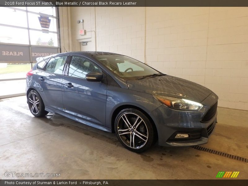 Blue Metallic / Charcoal Black Recaro Leather 2018 Ford Focus ST Hatch