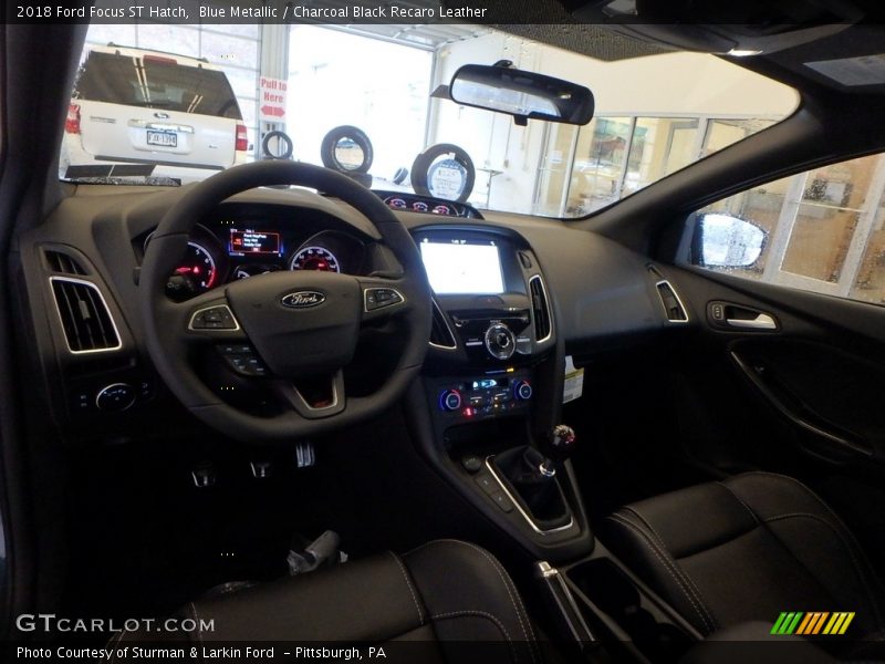 Blue Metallic / Charcoal Black Recaro Leather 2018 Ford Focus ST Hatch
