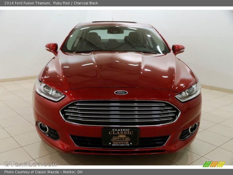 Ruby Red / Charcoal Black 2014 Ford Fusion Titanium