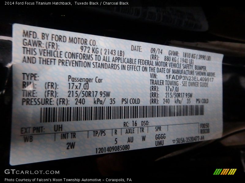 Tuxedo Black / Charcoal Black 2014 Ford Focus Titanium Hatchback