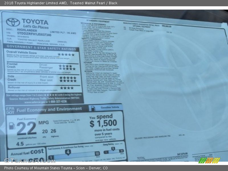 Toasted Walnut Pearl / Black 2018 Toyota Highlander Limited AWD