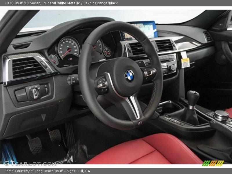 Mineral White Metallic / Sakhir Orange/Black 2018 BMW M3 Sedan