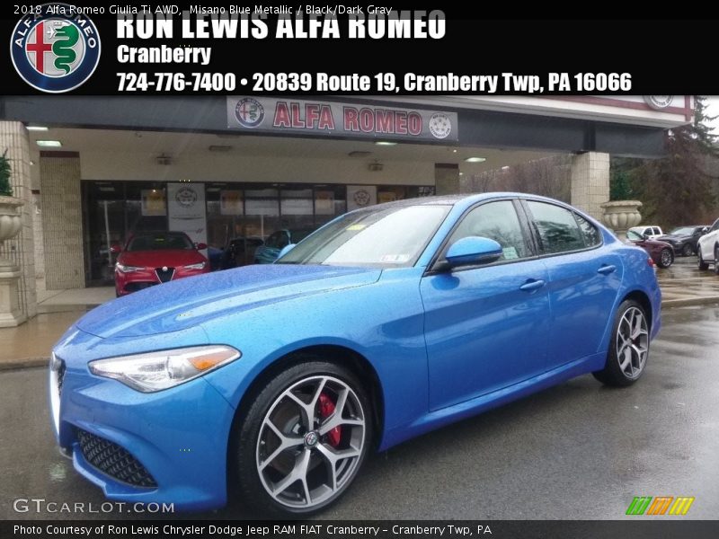 Misano Blue Metallic / Black/Dark Gray 2018 Alfa Romeo Giulia Ti AWD