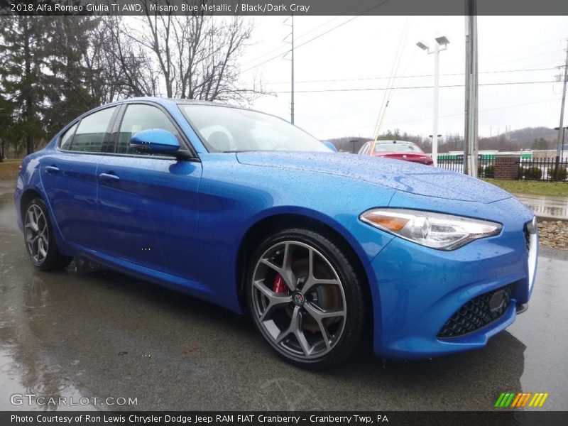 Misano Blue Metallic / Black/Dark Gray 2018 Alfa Romeo Giulia Ti AWD