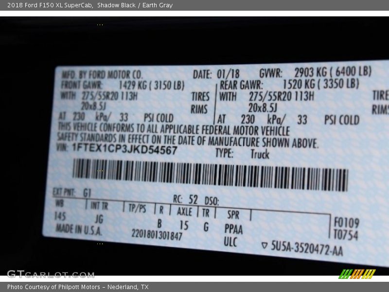 Shadow Black / Earth Gray 2018 Ford F150 XL SuperCab