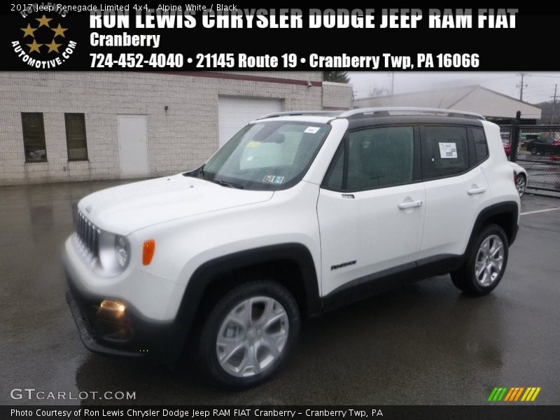 Alpine White / Black 2017 Jeep Renegade Limited 4x4